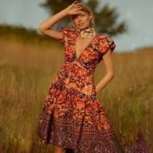 Brand New BY ANTHROPOLOGIE PRINTED V-NECK BABYDOLL DRESS